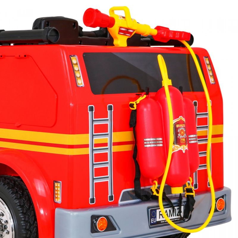 Camion électrique 2 places 12V Pompier Rouge - Pack Luxe